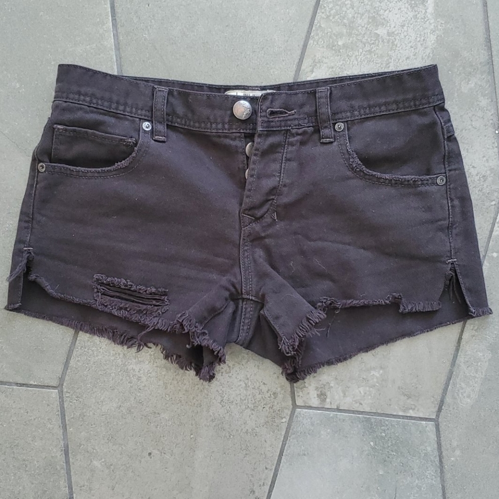 Free People Black denim shorts, size 26
